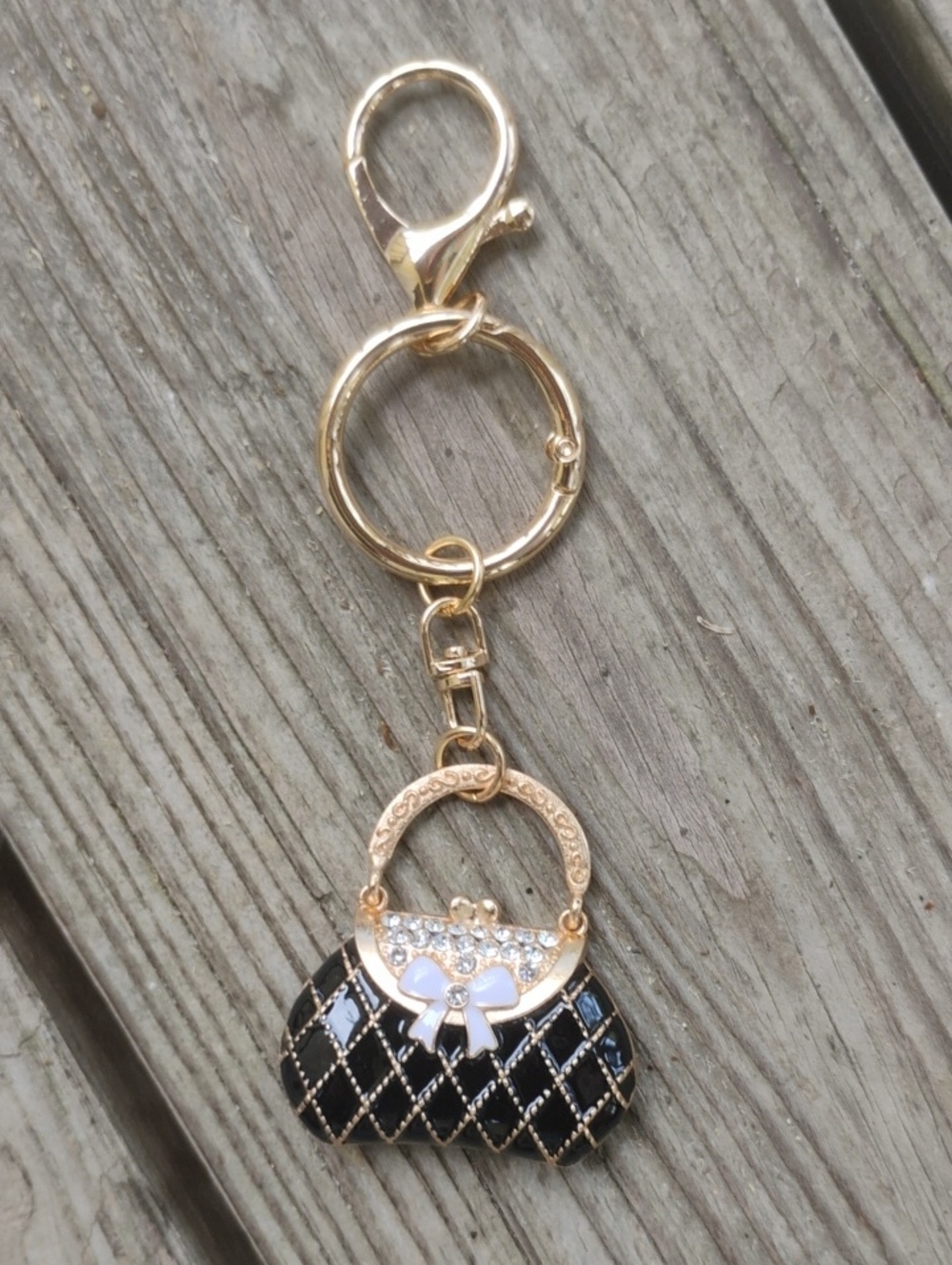 Black and white bag keychain bag charm